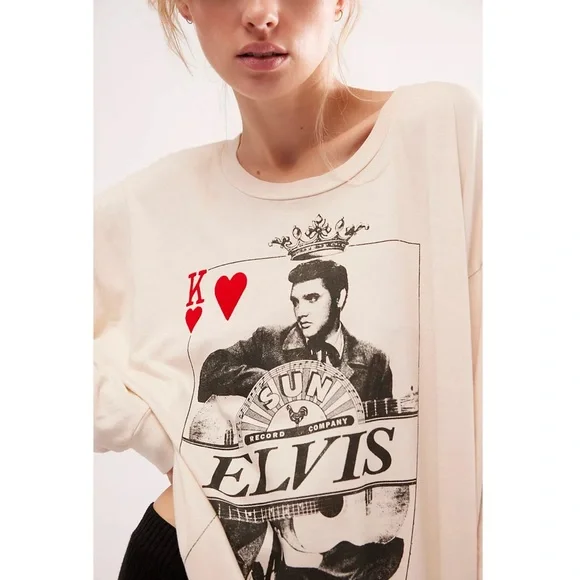 New Free People Daydreamer Sun Records X Elvis King Tee Size Small - Picture 5 of 10